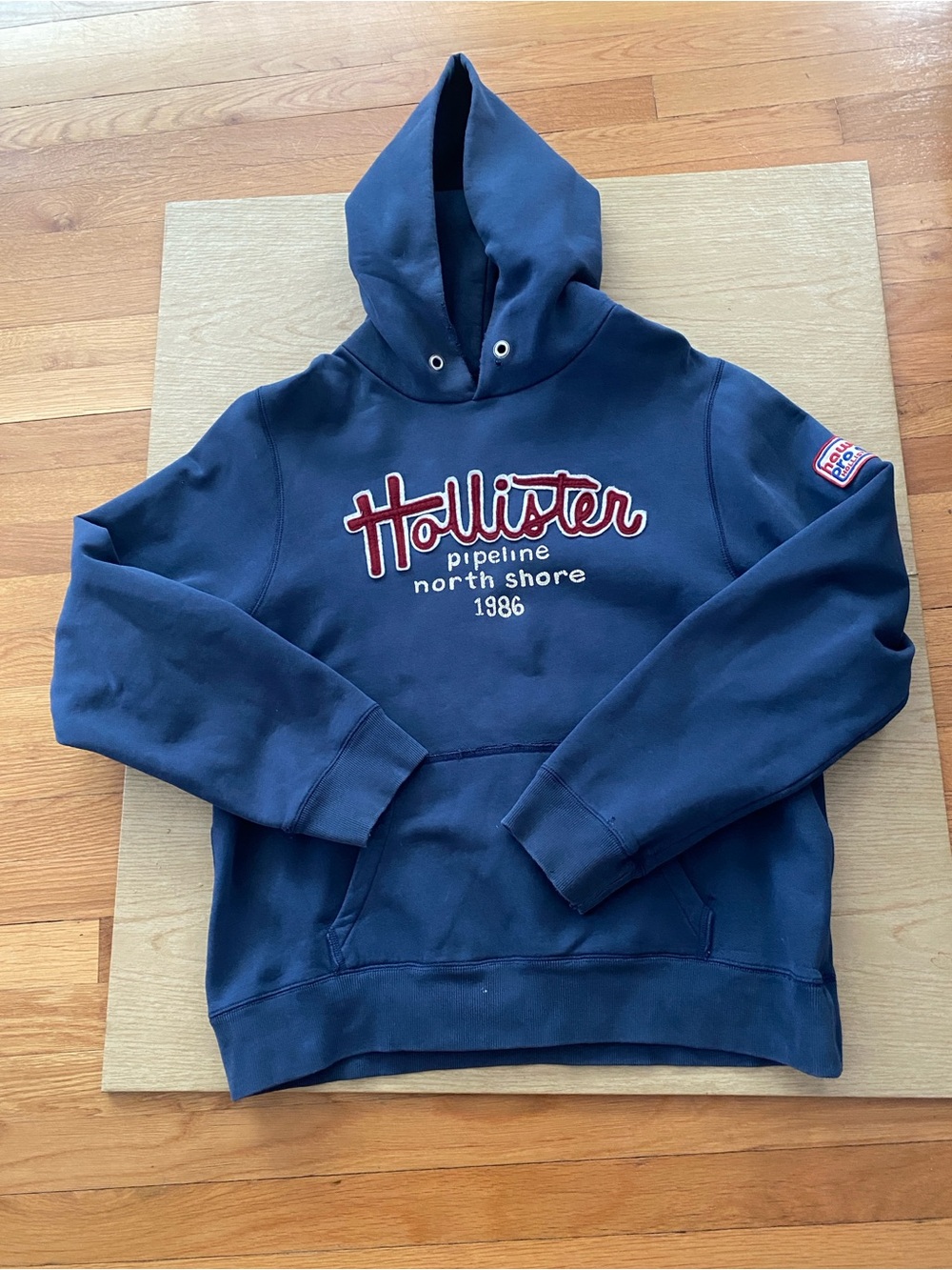 Vintage Hollister  Dark Navy Surf Hoodie Logo Pipeline North Shore Hawaii Pro A